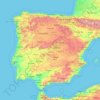Mapa topográfico Iberian Peninsula, altitude, relevo