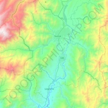 Mapa topográfico Asunción, altitude, relevo