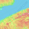 Mapa topográfico La Matanie, altitude, relevo