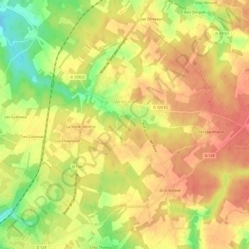 Mapa topográfico Vénérand, altitude, relevo