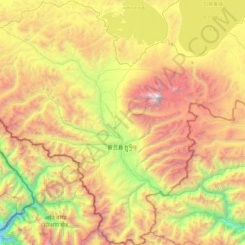 Mapa topográfico 普兰镇, altitude, relevo