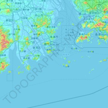 Mapa topográfico 珠海市, altitude, relevo