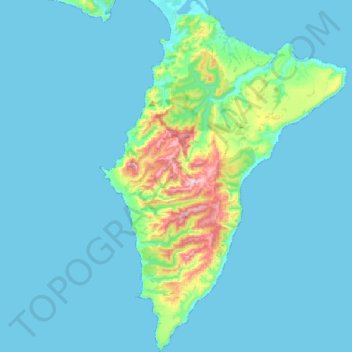 Mapa topográfico Māhia Peninsula, altitude, relevo