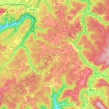Mapa topográfico Coal City, altitude, relevo