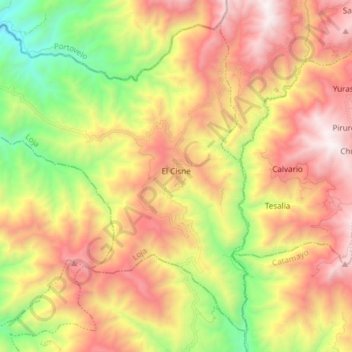 Mapa topográfico El Cisne, altitude, relevo