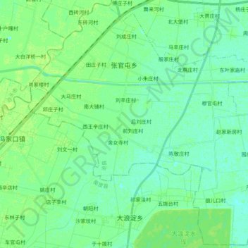 Mapa topográfico 张官屯乡, altitude, relevo