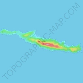 Mapa topográfico Isla Caballo, altitude, relevo