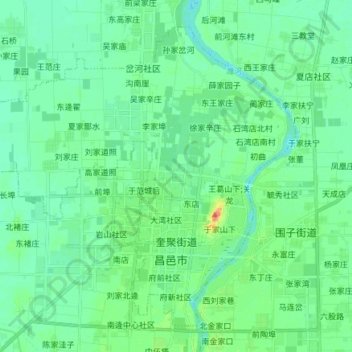 Mapa topográfico 奎聚街道, altitude, relevo
