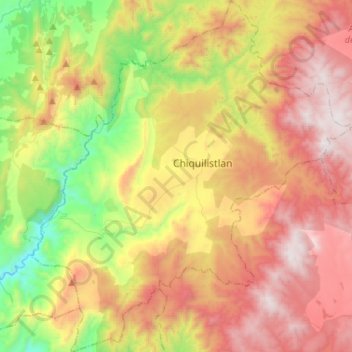 Mapa topográfico Chiquilistlán, altitude, relevo