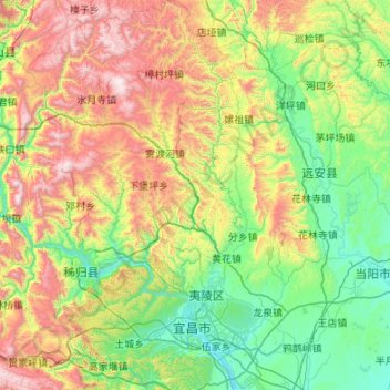 Mapa topográfico Yiling, altitude, relevo
