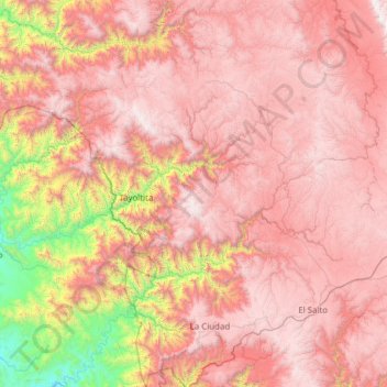 Mapa topográfico San Dimas, altitude, relevo