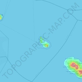 Mapa topográfico Sint Eustatius, altitude, relevo