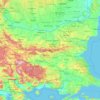 Mapa topográfico Bulgária, altitude, relevo