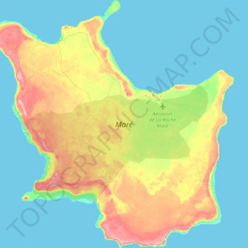 Mapa topográfico Maré Island, altitude, relevo