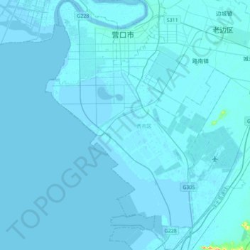 Mapa topográfico 西市区, altitude, relevo