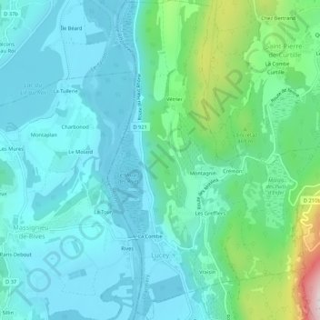 Mapa topográfico Lucey, altitude, relevo