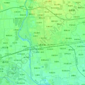 Mapa topográfico 燕郊镇, altitude, relevo