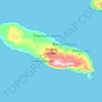 Mapa topográfico Ilha de la Gonâve, altitude, relevo