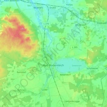 Mapa topográfico Bad Bodenteich, altitude, relevo