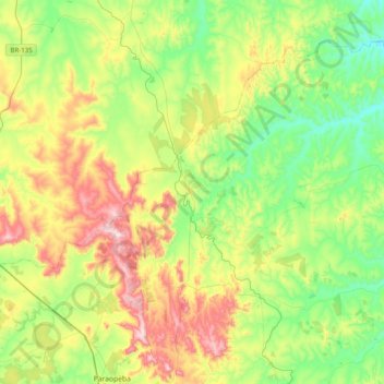 Mapa topográfico Cordisburgo, altitude, relevo