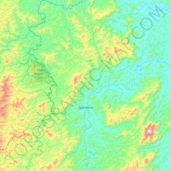 Mapa topográfico Ipanema, altitude, relevo