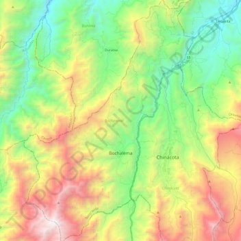 Mapa topográfico Bochalema, altitude, relevo