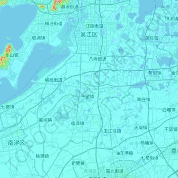 Mapa topográfico 吴江区, altitude, relevo