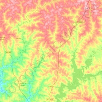 Mapa topográfico Ernestina, altitude, relevo