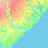Mapa topográfico Coruripe, altitude, relevo