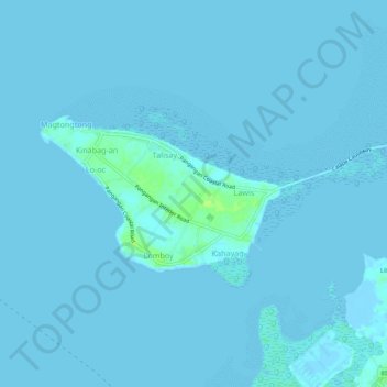 Mapa topográfico Pangangan Island, altitude, relevo