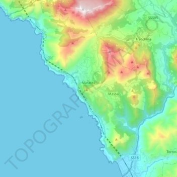 Mapa topográfico Maratea, altitude, relevo