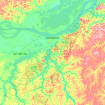 Mapa topográfico Parintins, altitude, relevo