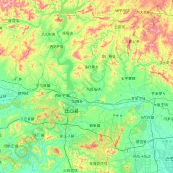 Mapa topográfico Qianxi County, altitude, relevo