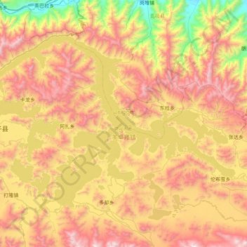 Mapa topográfico Yamdrok Lake, altitude, relevo