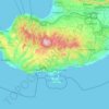 Mapa topográfico Acrotíri e Deceleia, altitude, relevo