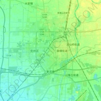 Mapa topográfico 新兖镇, altitude, relevo