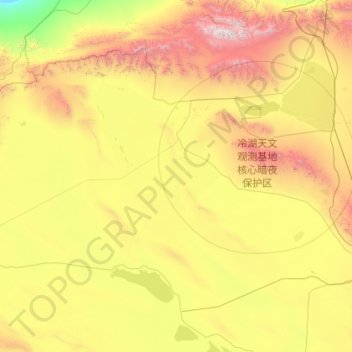Mapa topográfico 冷湖镇, altitude, relevo