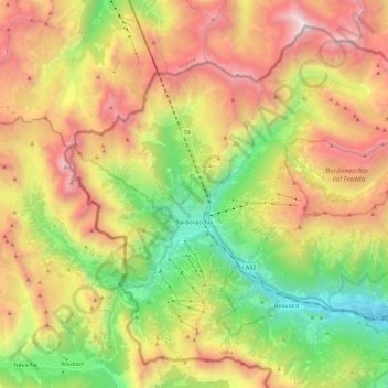 Mapa topográfico Bardonecchia, altitude, relevo
