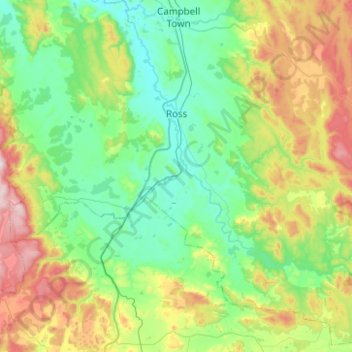 Mapa topográfico Ross, altitude, relevo