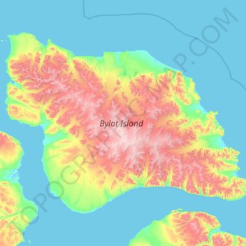 Mapa topográfico Bylot Island, altitude, relevo