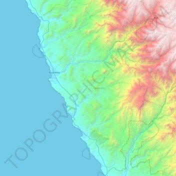 Mapa topográfico Huarmey, altitude, relevo
