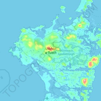 Mapa topográfico North Uist, altitude, relevo