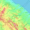 Mapa topográfico Pesaro e Urbino, altitude, relevo