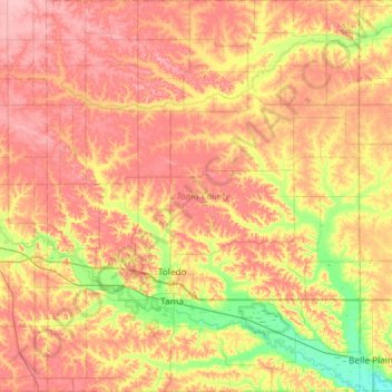 Mapa topográfico Tama County, altitude, relevo