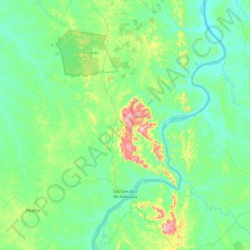 Mapa topográfico São Geraldo do Araguaia, altitude, relevo