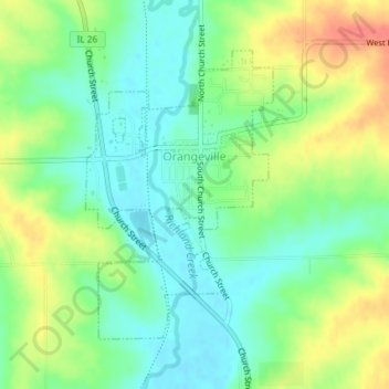 Mapa topográfico Orangeville, altitude, relevo