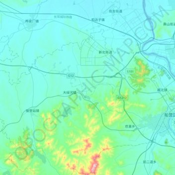 Mapa topográfico 吉林高新技术产业开发区, altitude, relevo