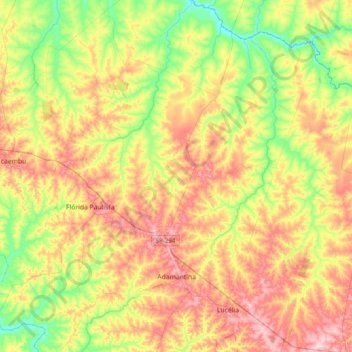Mapa topográfico Adamantina, altitude, relevo