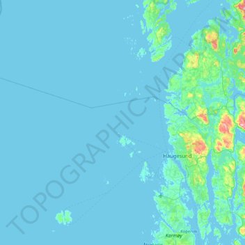 Mapa topográfico Haugesund, altitude, relevo