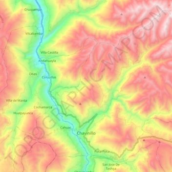 Mapa topográfico Chavinillo, altitude, relevo